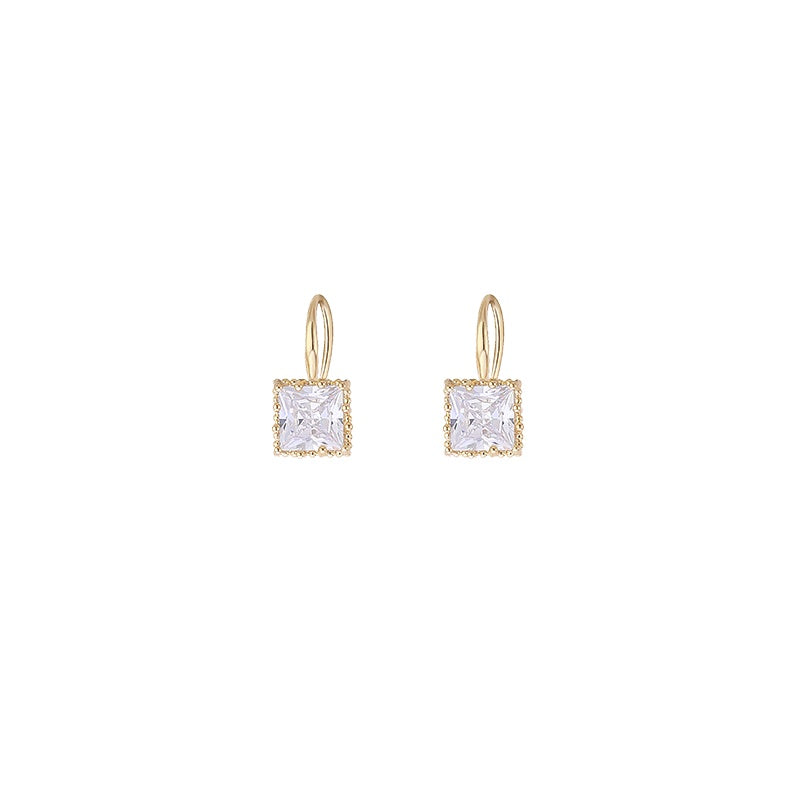 Black and white square cubic zirconia earrings