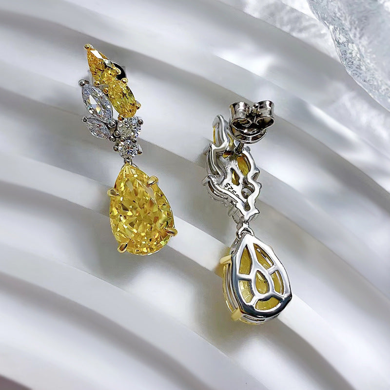 Pear Shape Yellow Diamond Earrings: Fashion Jewelry