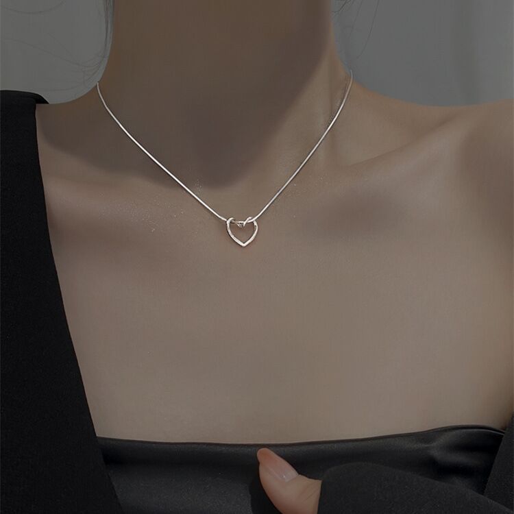 Collana con cuore vuoto in argento sterling S925 per donna