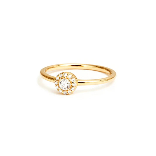 Anello con Moissanite e Angoli Arrotondati Wind in Oro 18K