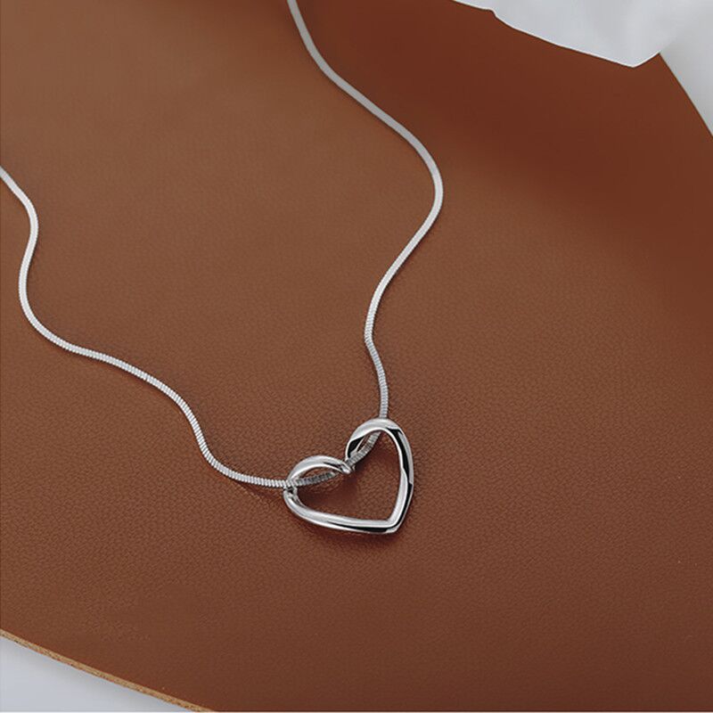 Collana con cuore vuoto in argento sterling S925 per donna