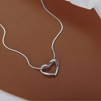 Collana con cuore vuoto in argento sterling S925 per donna