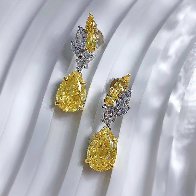 Pear Shape Yellow Diamond Earrings: Fashion Jewelry