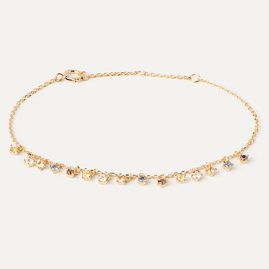 Delicate Charm: Gold Bracelet with Multicolored Gemstones