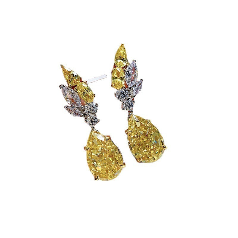 Pear Shape Yellow Diamond Earrings: Fashion Jewelry