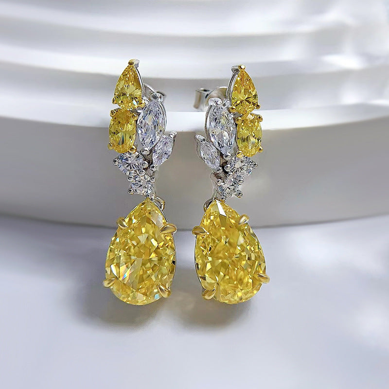 Pear Shape Yellow Diamond Earrings: Fashion Jewelry