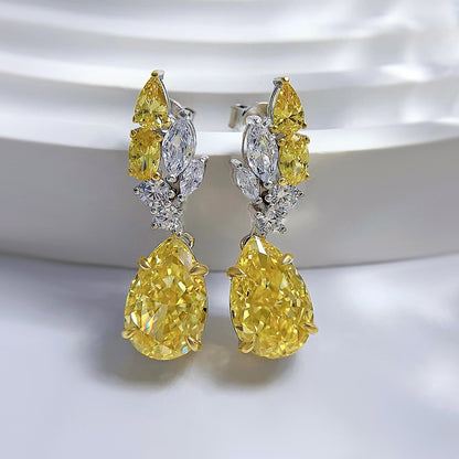 Pear Shape Yellow Diamond Earrings: Fashion Jewelry