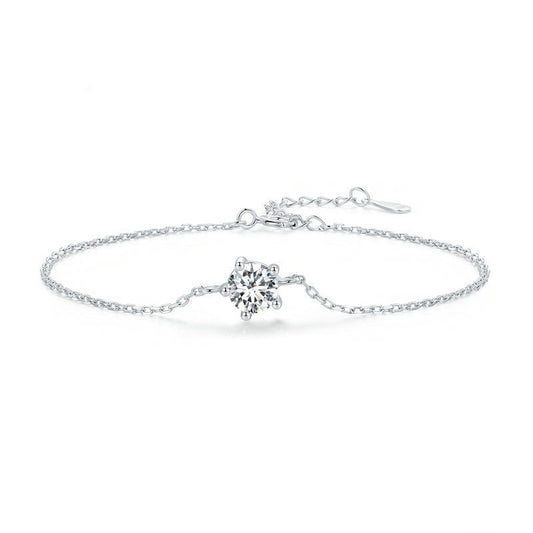 S925 Silver Bracelet with Sparkling Moissanite