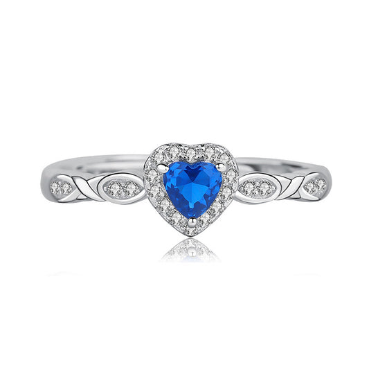 Anello in Argento Sterling S925 con Design Unico, Zircone Blu e Apertura Regolabile